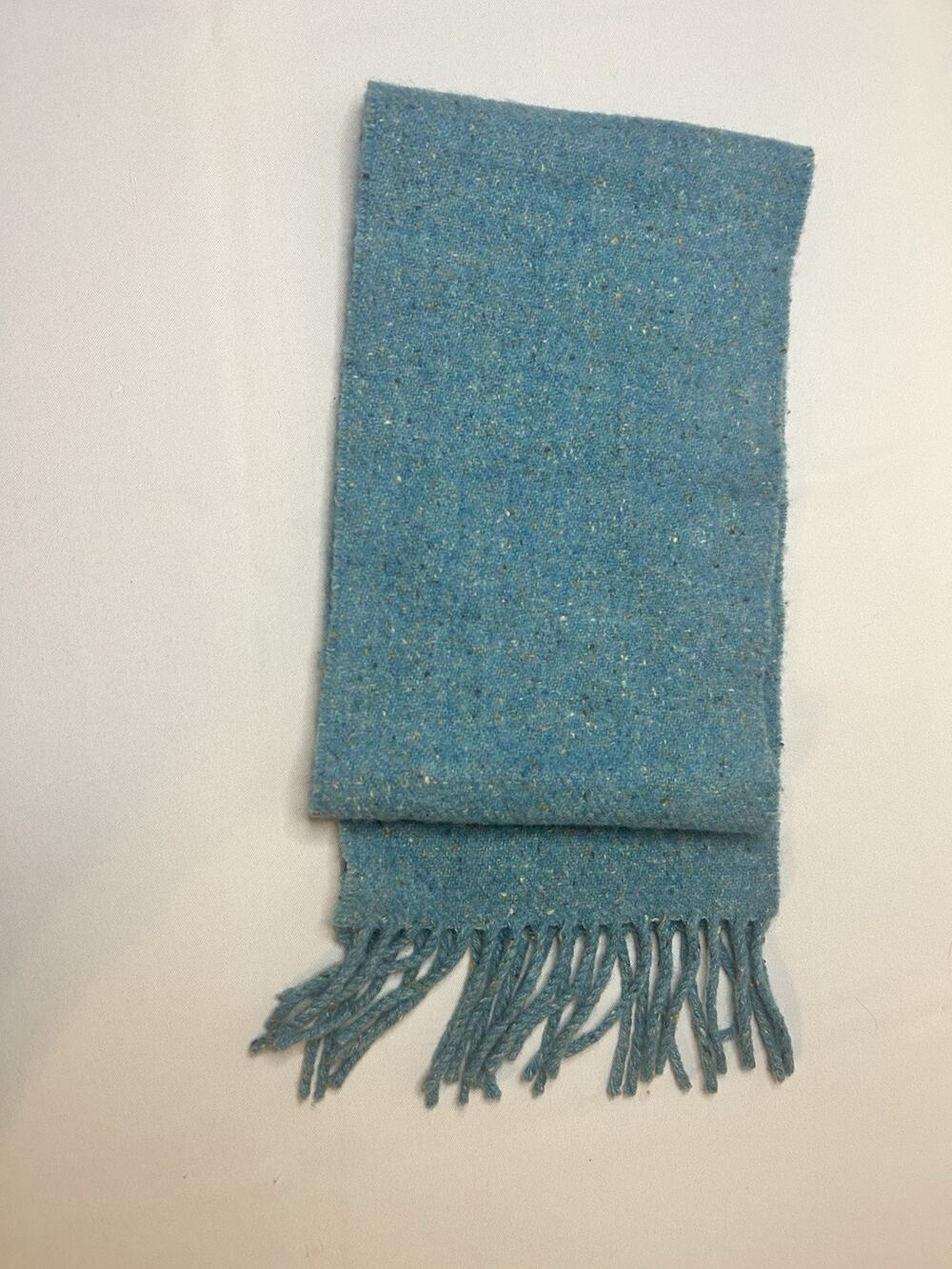Express Teal Wool Cashmere Scarf Made in Scotland Fringe Winter Wrap
